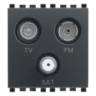 VIMAR - Presa TV-FM-SAT diretta 3 uscite grigio, coassiale 5-2400 MHz, demiscelata, attenuazione 1 dB, passaggio corrente e segnali 24 V 500 mA max.