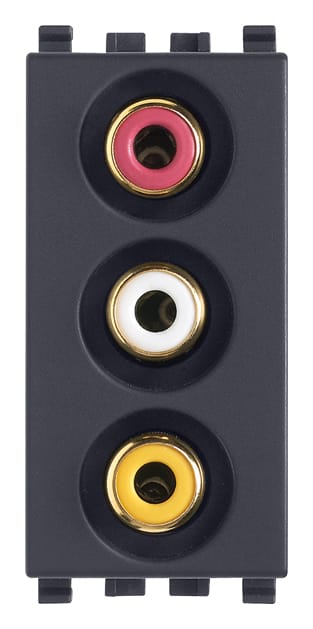 VIMAR - Presa 3 Connettori RCA Morsetti Vite Grigio 20335