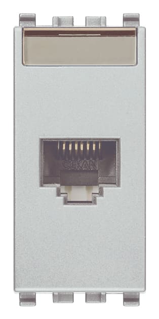 VIMAR - Presa RJ45 Netsafe Cat5E UTP Next - Connettore Universale T568A/B, 8 Contatti, Morsetti Ad Incisione D'Isolante 20338.8.N