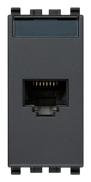 VIMAR - Presa RJ45 Grigio Netsafe Cat5E UTP - Connettore Non Schermato, Cablaggio Universale T568A/B, 8 Contatti, Morsetti Ad Incisione D'Isolante 20338.8