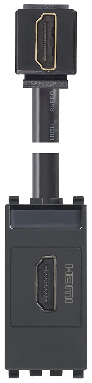 VIMAR - Presa HDMI 2.1B con cavo a 90° grigio - Standard Keystone, Uscita cavo a 90°