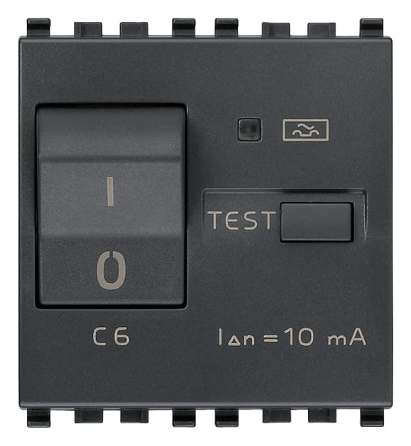 VIMAR - Interruttore Automatico Magnetotermico Differenziale 1P+N C6 10Ma Grigio - 2 Moduli
