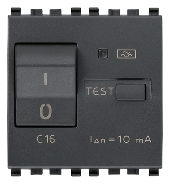 VIMAR - Interruttore Automatico Magnetotermico Differenziale 1P+N C16 10Ma Grigio - 2 Moduli