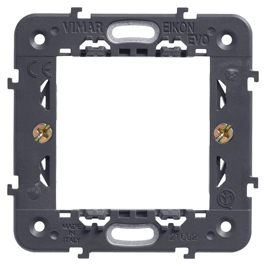 VIMAR - Supporto 2 Moduli con Griffe per Scatole Ø 60 mm Componibile Interasse 71 mm
