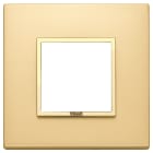 VIMAR - Placca Oro Satinato 2 Moduli Alluminio Nobilitato Cornice Dorata 21642.G10
