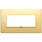 VIMAR - Placca 5 Moduli Oro Lucido Alluminio Nobilitato Cornice Dorata 21649.G09