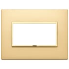 VIMAR - Placca 4 Moduli Oro Satinato Alluminio Nobilitato Cornice Dorata 21654.G10