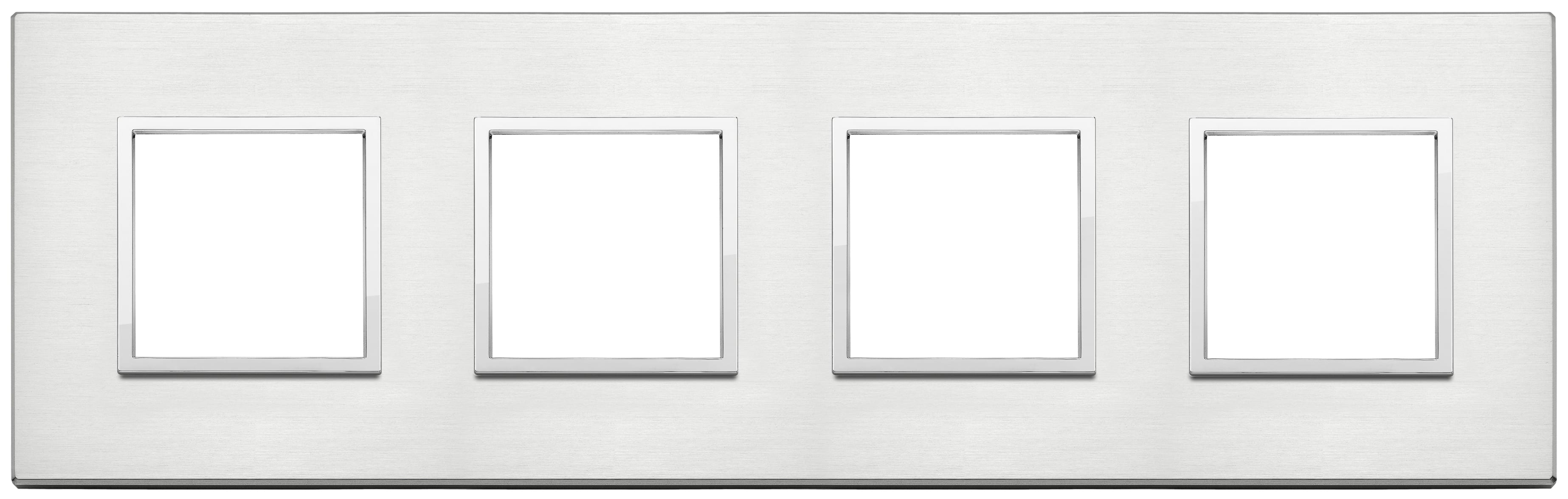 VIMAR - PLACCA 8M (2+2+2+2)INT71 ALLUMINIO BRILL 21669.01