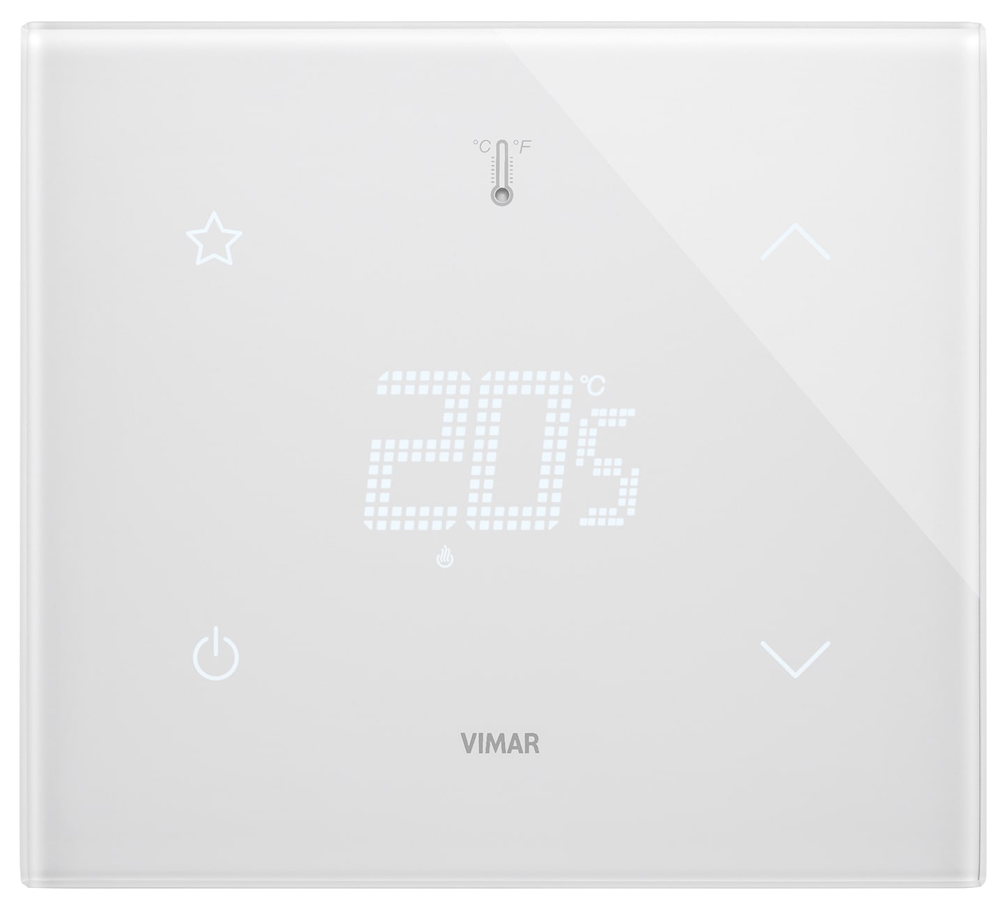 VIMAR - Termostato KNX STAR 2M bianco diamante, touch screen per controllo temperatura ambiente, domotica KNX, retroilluminazione LED RGB, 2 moduli. 21814.S.70