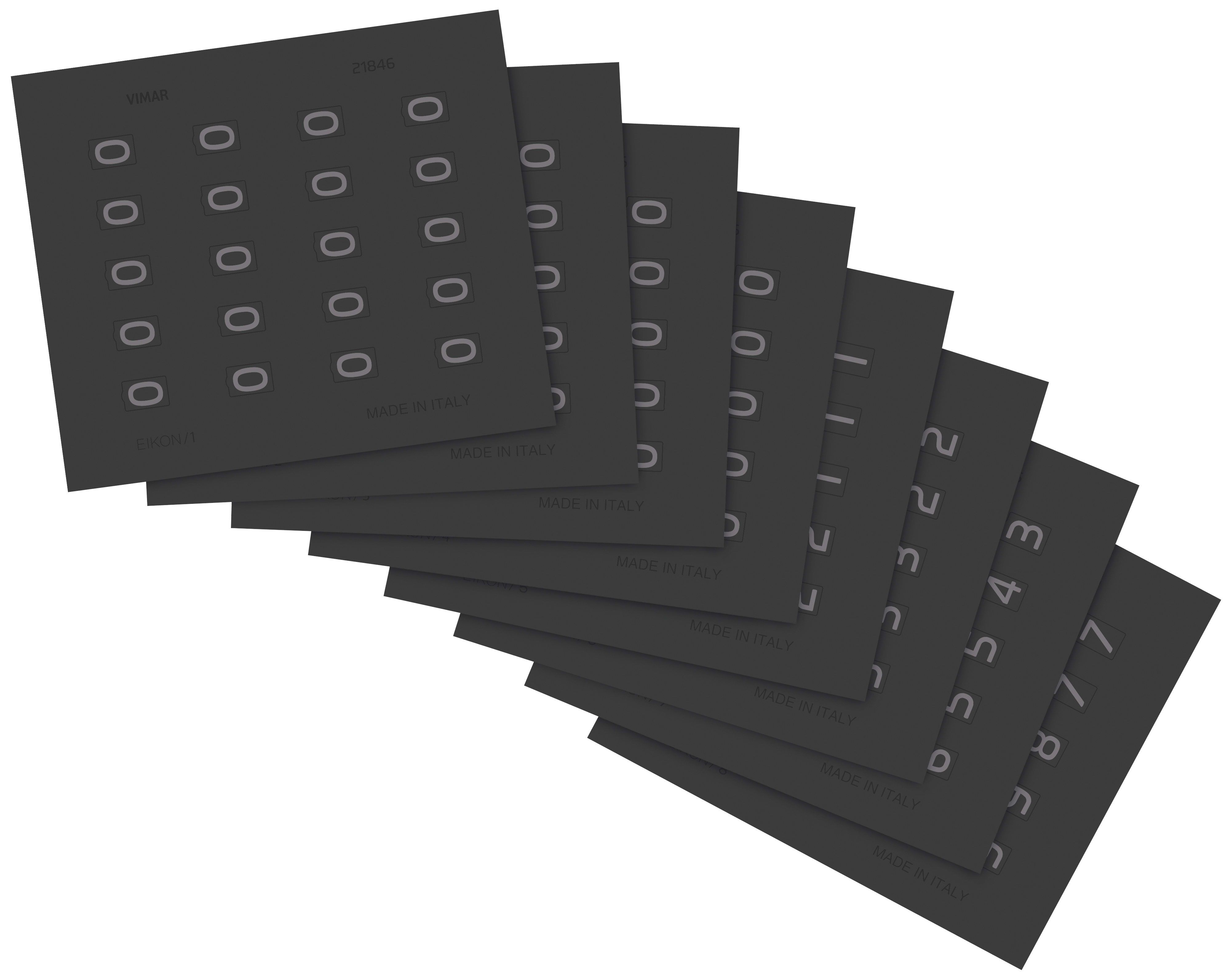 VIMAR - Etichette Numeri Illuminabili Adesive per Personalizzare Placche Eikon Tactil 21846