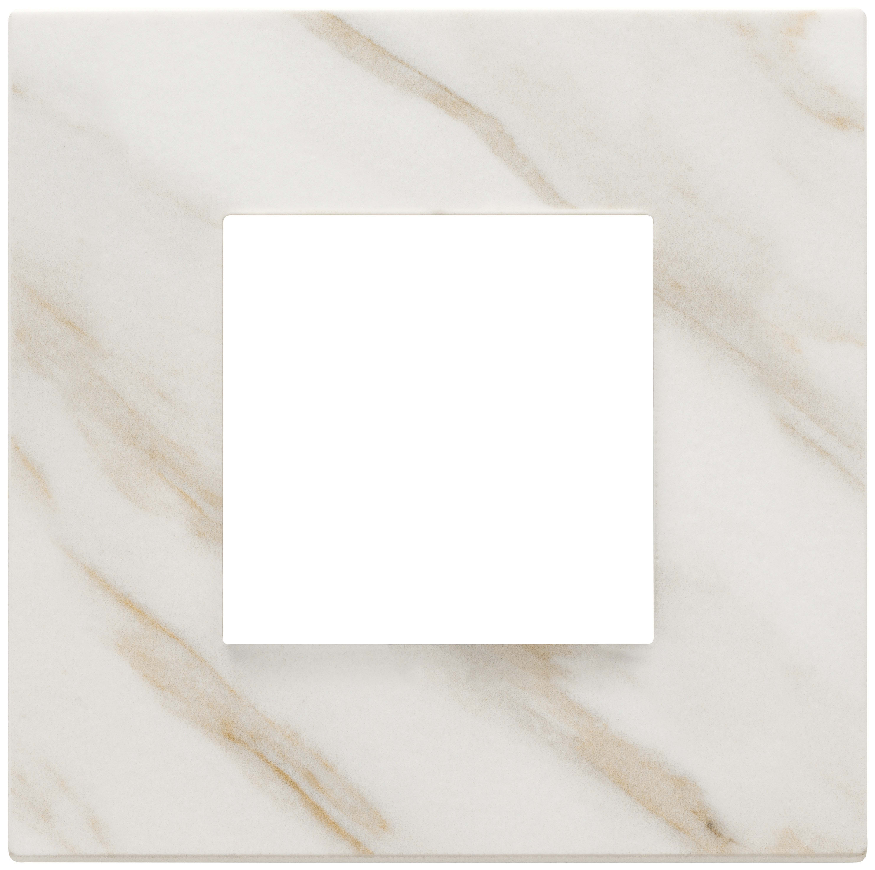 VIMAR - Placca 2 Moduli Pietra Lavorata Bianco Calacatta