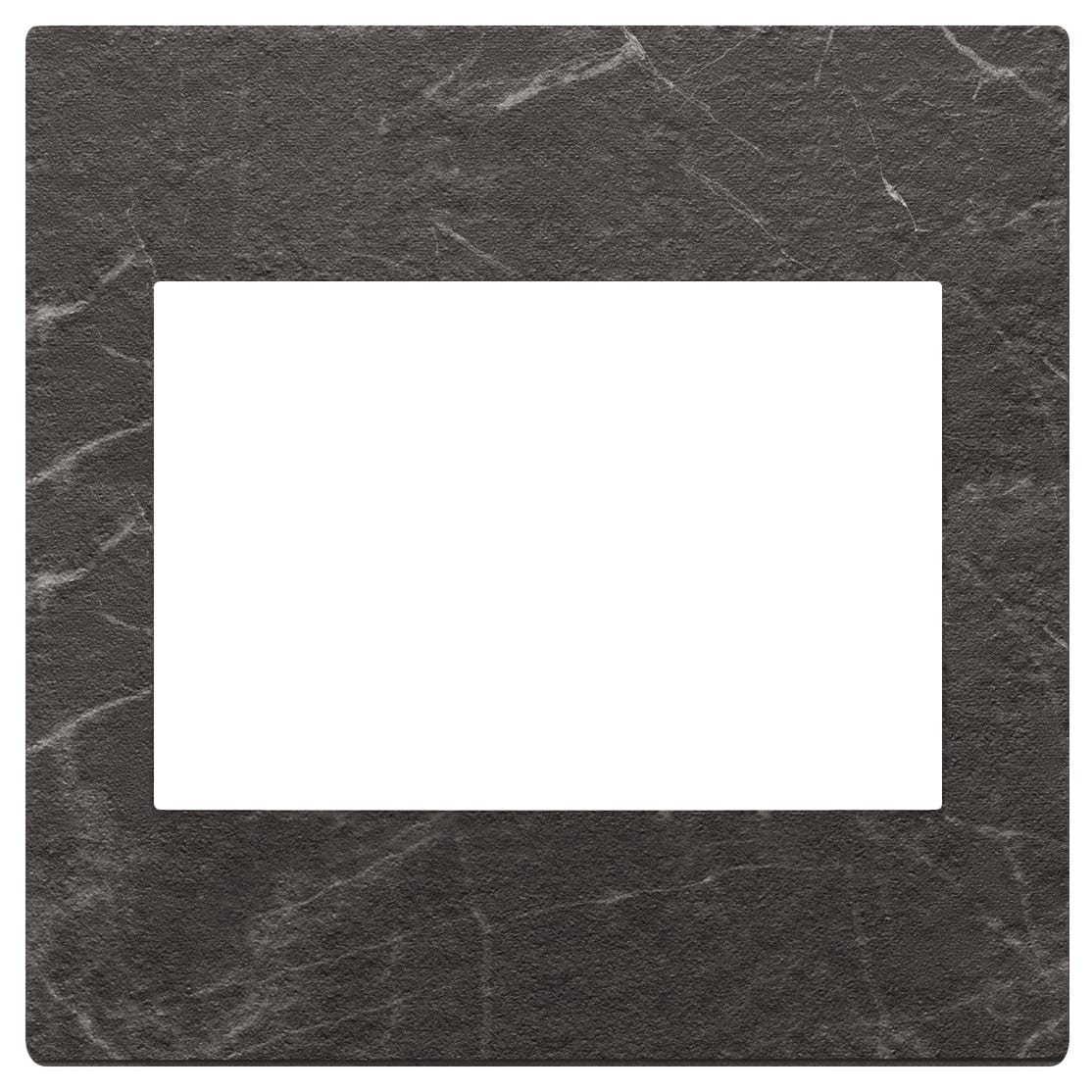 VIMAR - Placca 3 Moduli Pietra Lavorata Nero Marquina