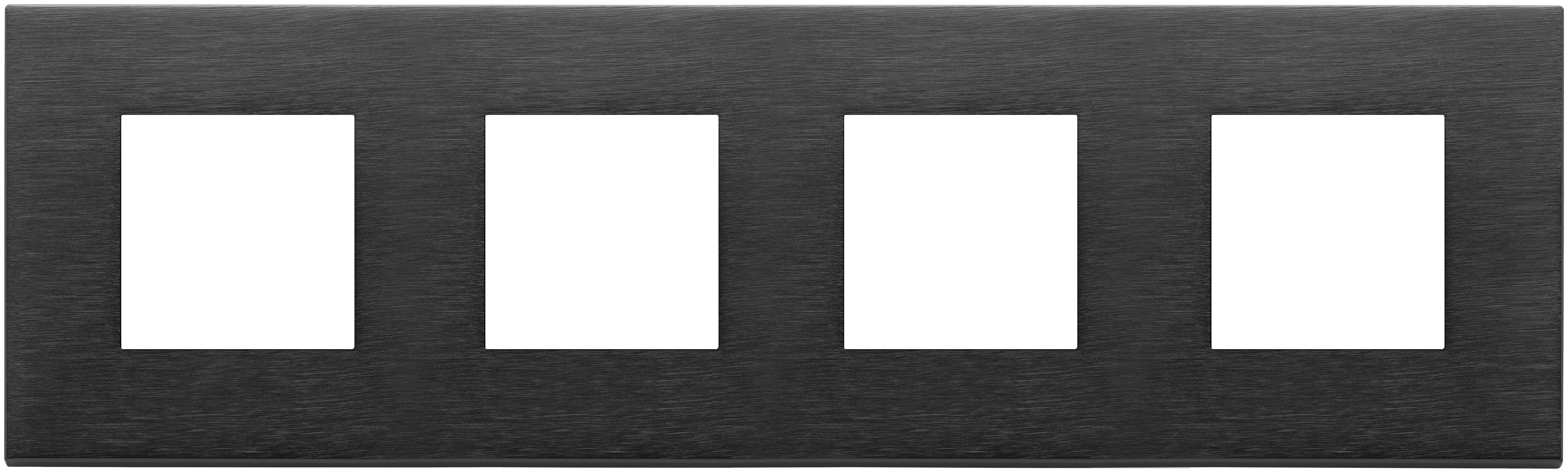 VIMAR - PLACCA 8M (2+2+2+2)INT71 NERO SPAZZOLATO 22669.13