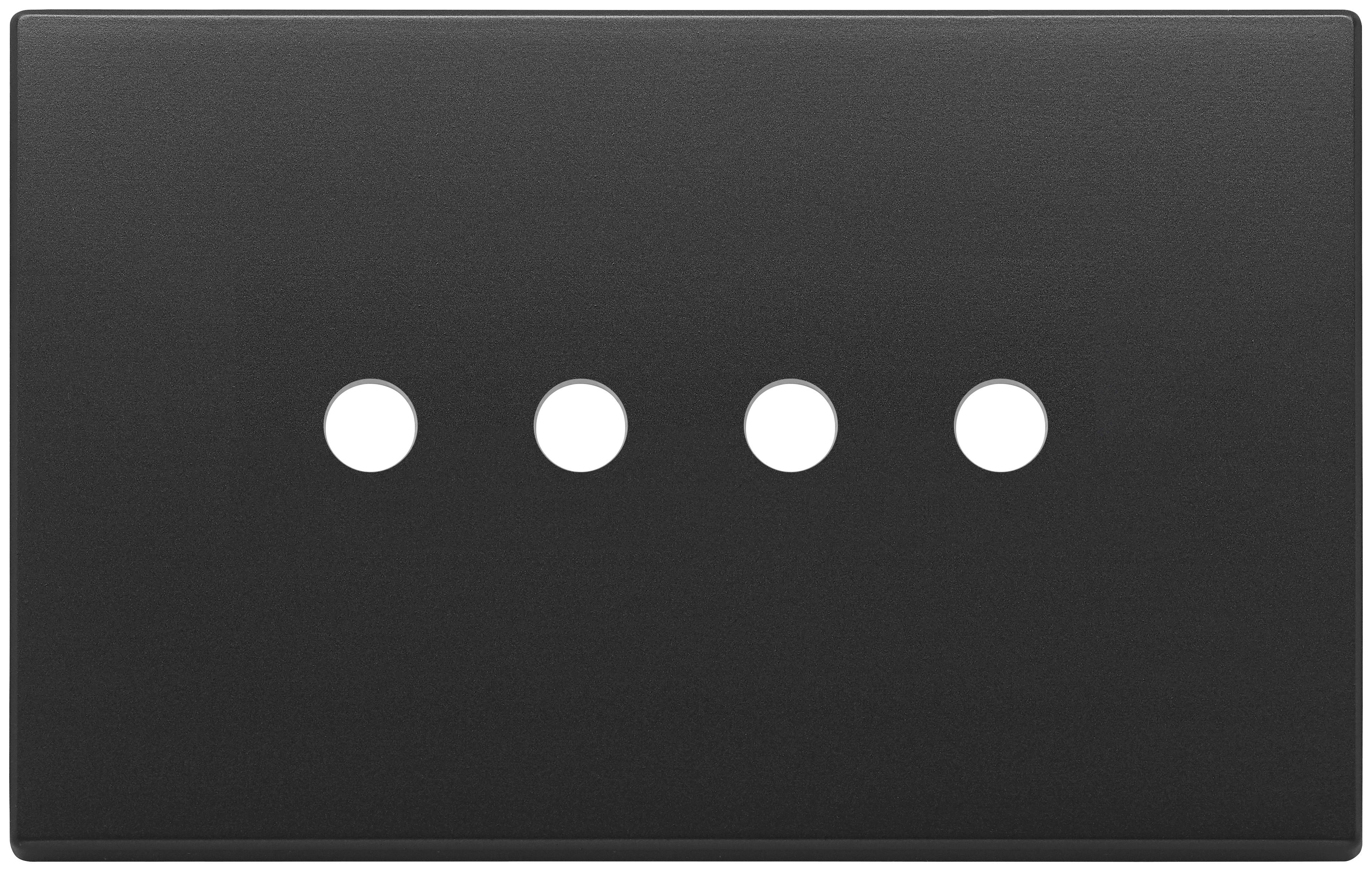 VIMAR - Placca 4 Moduli Tondo Metallo Grigio Antracite - Comandi Elettrici Estetici 22684.RN.4.03