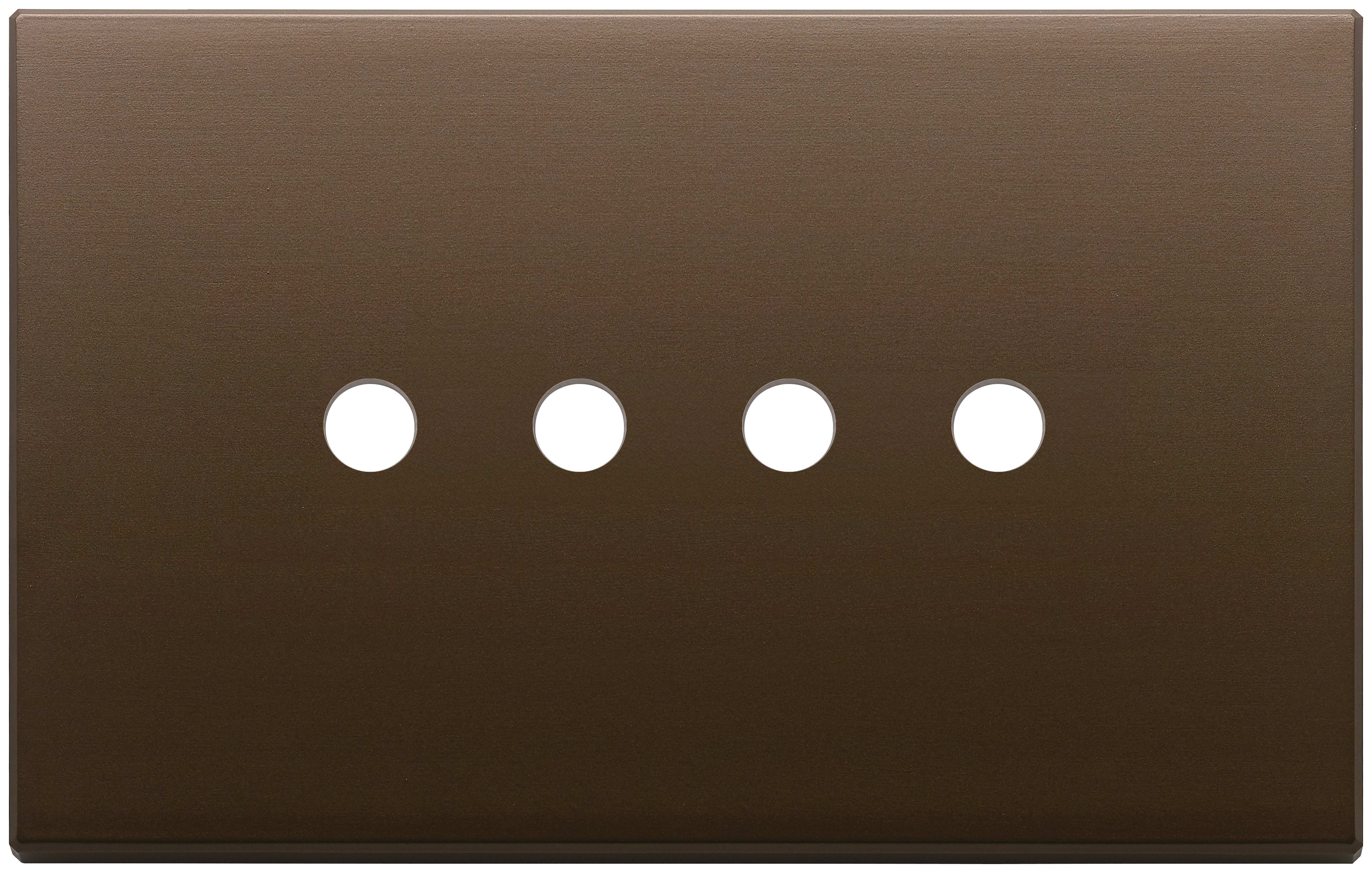 VIMAR - Placca 4 Moduli Tondo Metallo Bronzo Scuro Spazzolato 22684.RN.4.12