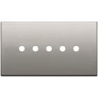 VIMAR - Placca 5 Moduli Tondo Nichel Spazzolato per Cinque Comandi Metallo