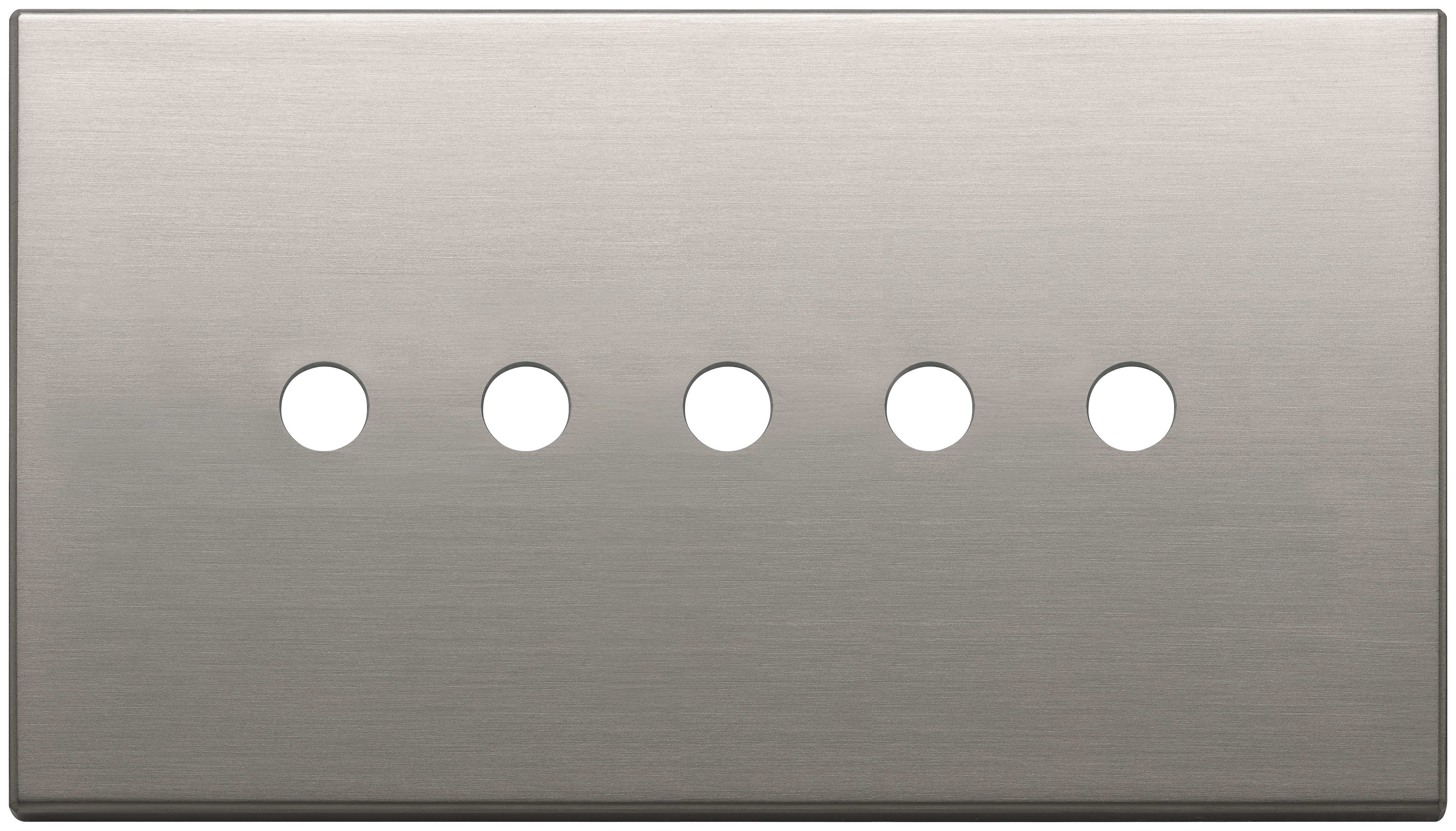 VIMAR - Placca 5 Moduli Tondo Nichel Spazzolato per Cinque Comandi Metallo 22689.RN.5.11