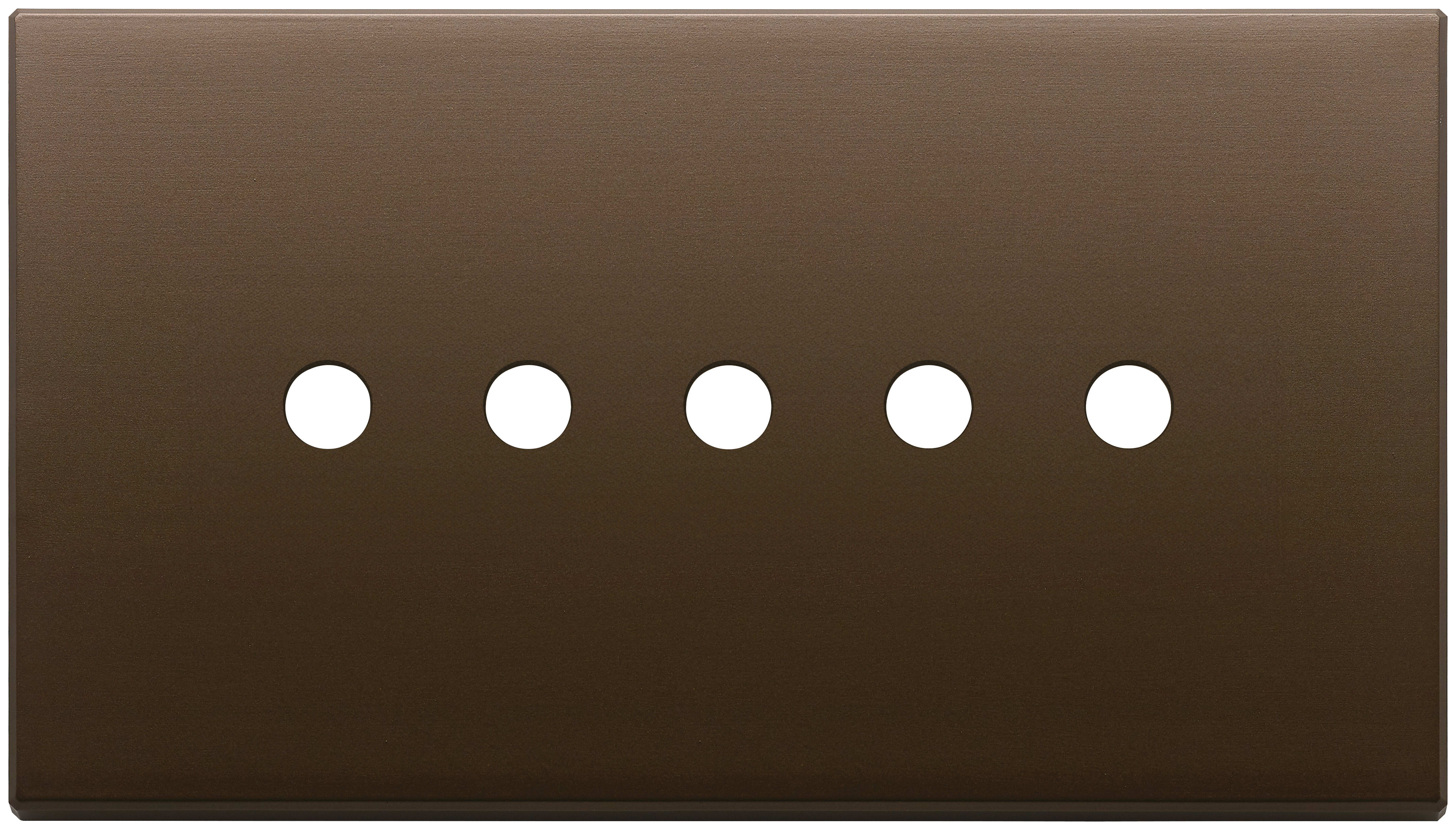 VIMAR - Placca 5 Moduli Bronzo Scuro Spazzolato Metallo Tondo Cinque Comandi 22689.RN.5.12