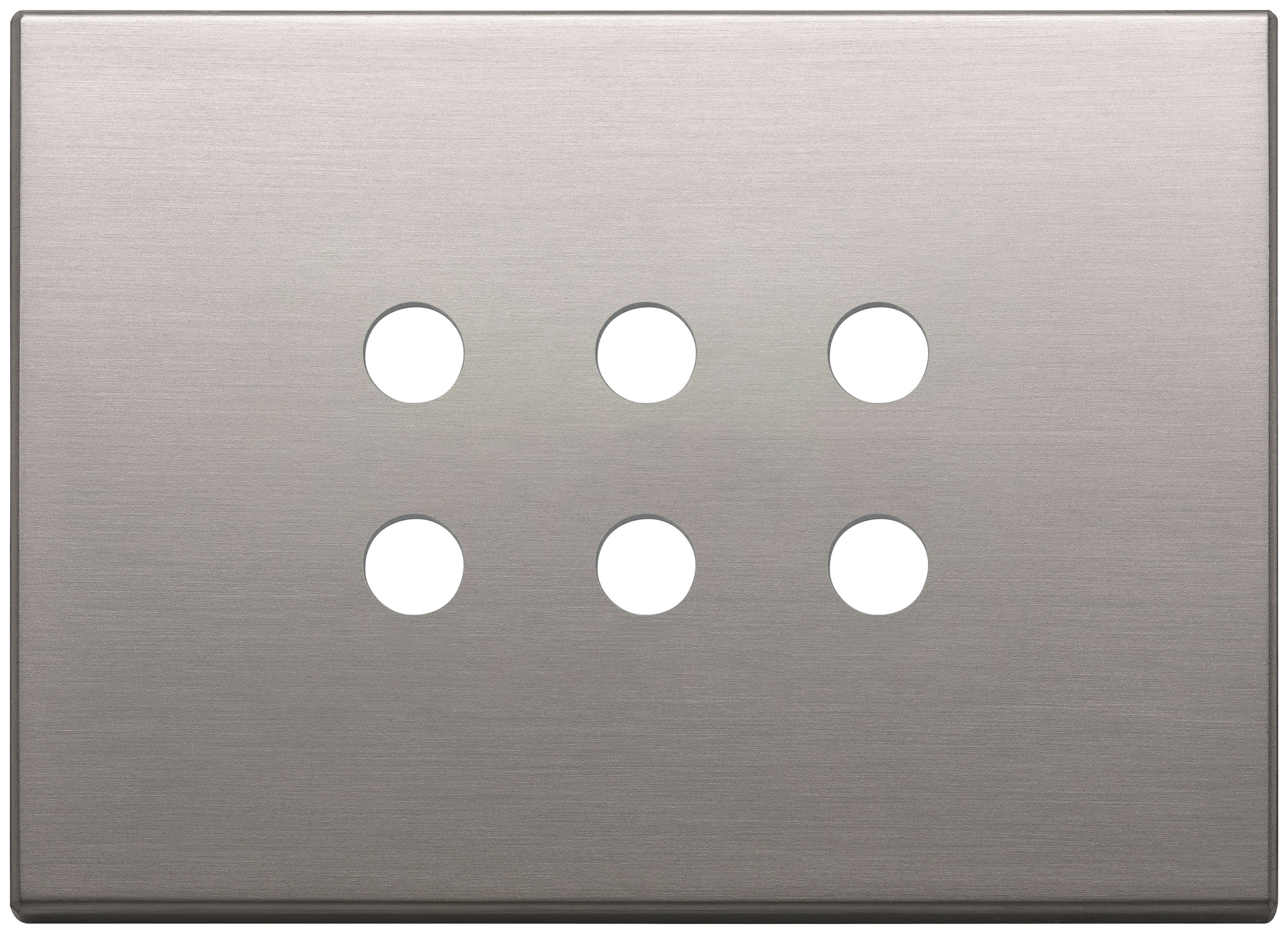 VIMAR - Placca 3Mx6 Tondo Nichel Spazzolato - 3 Moduli Sei Comandi Domotici/Knx