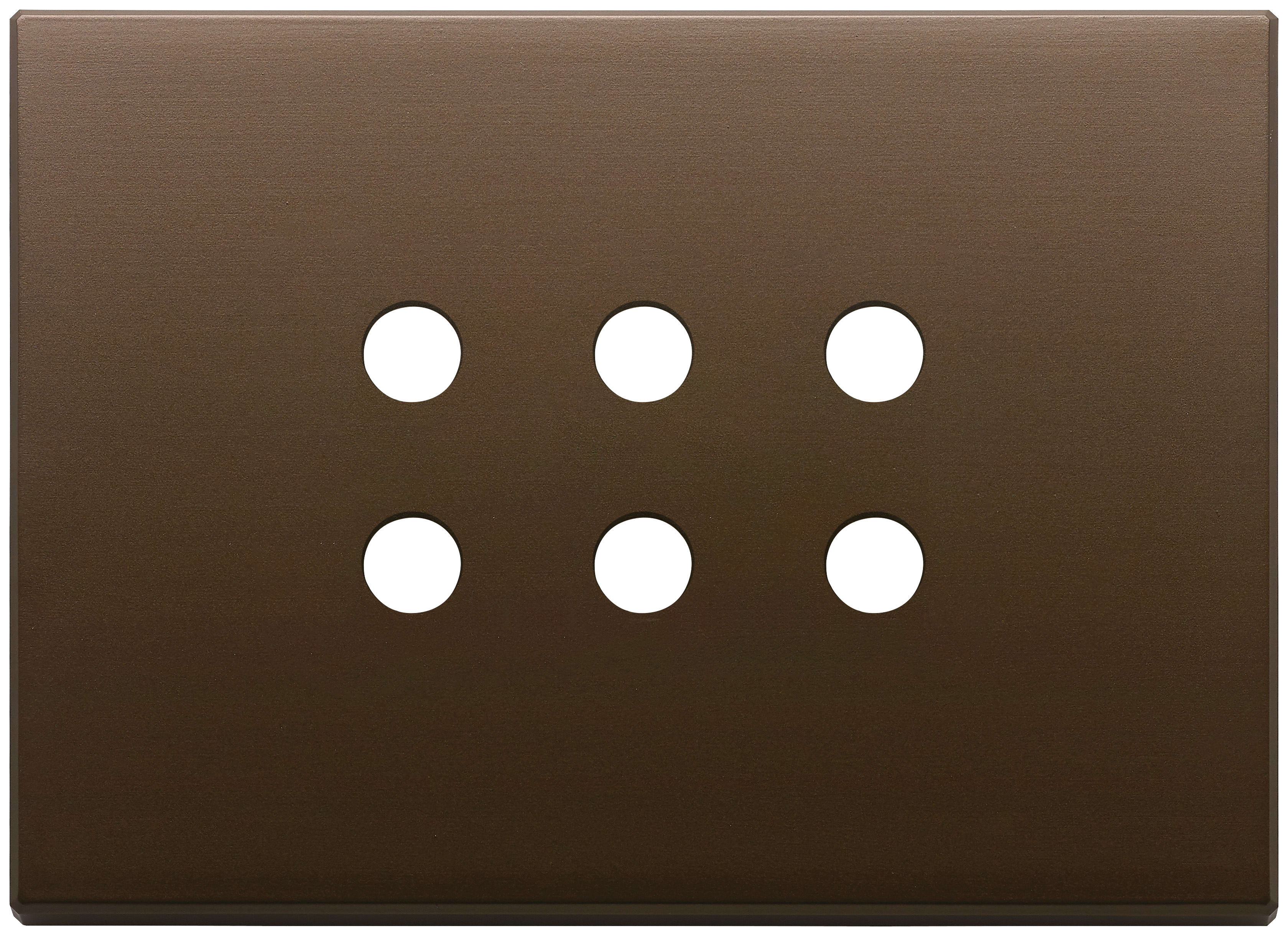 VIMAR - Placca 3 Moduli Tondo Bronzo Scuro Spazzolato per Comandi Domotici/Knx 22693.RN.12