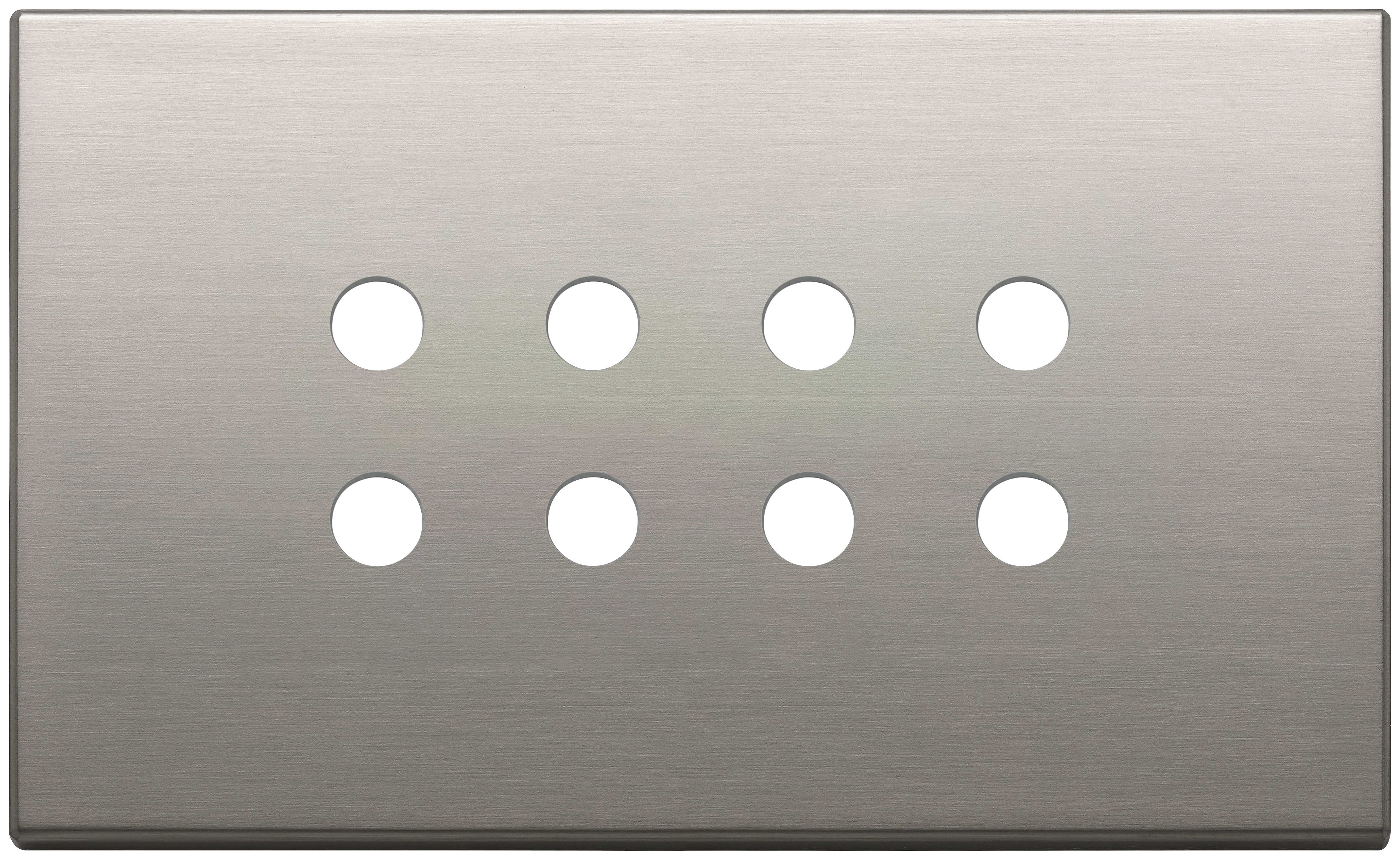 VIMAR - Placca 4 Moduli 8 Comandi Tondo Domotici Knx Metallo Nichel Spazzolato 22694.RN.11