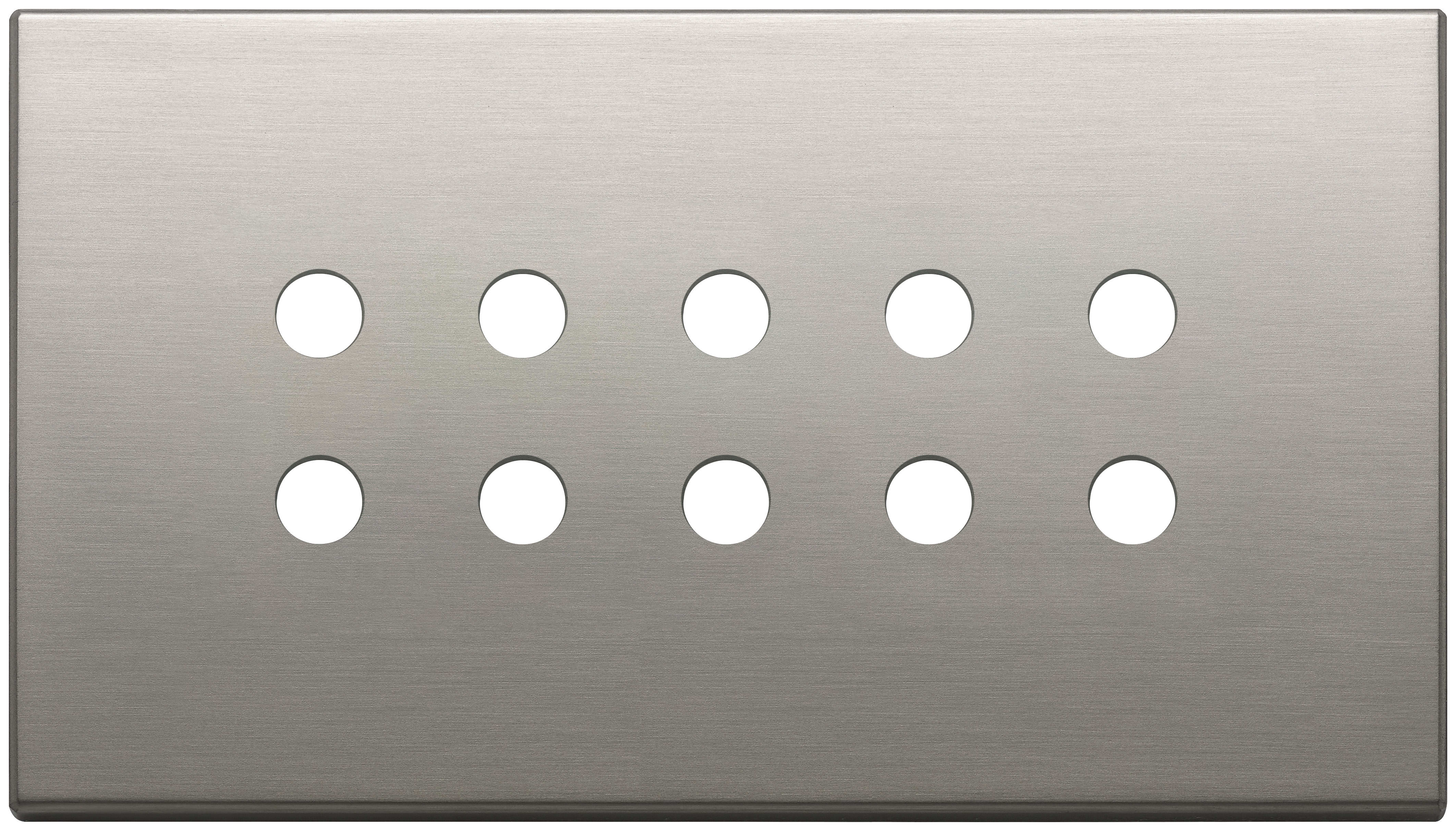 VIMAR - Placca 5 Moduli Bs Per Dieci Comandi Tondo in Metallo Nichel Spazzolato 22699.RN.11