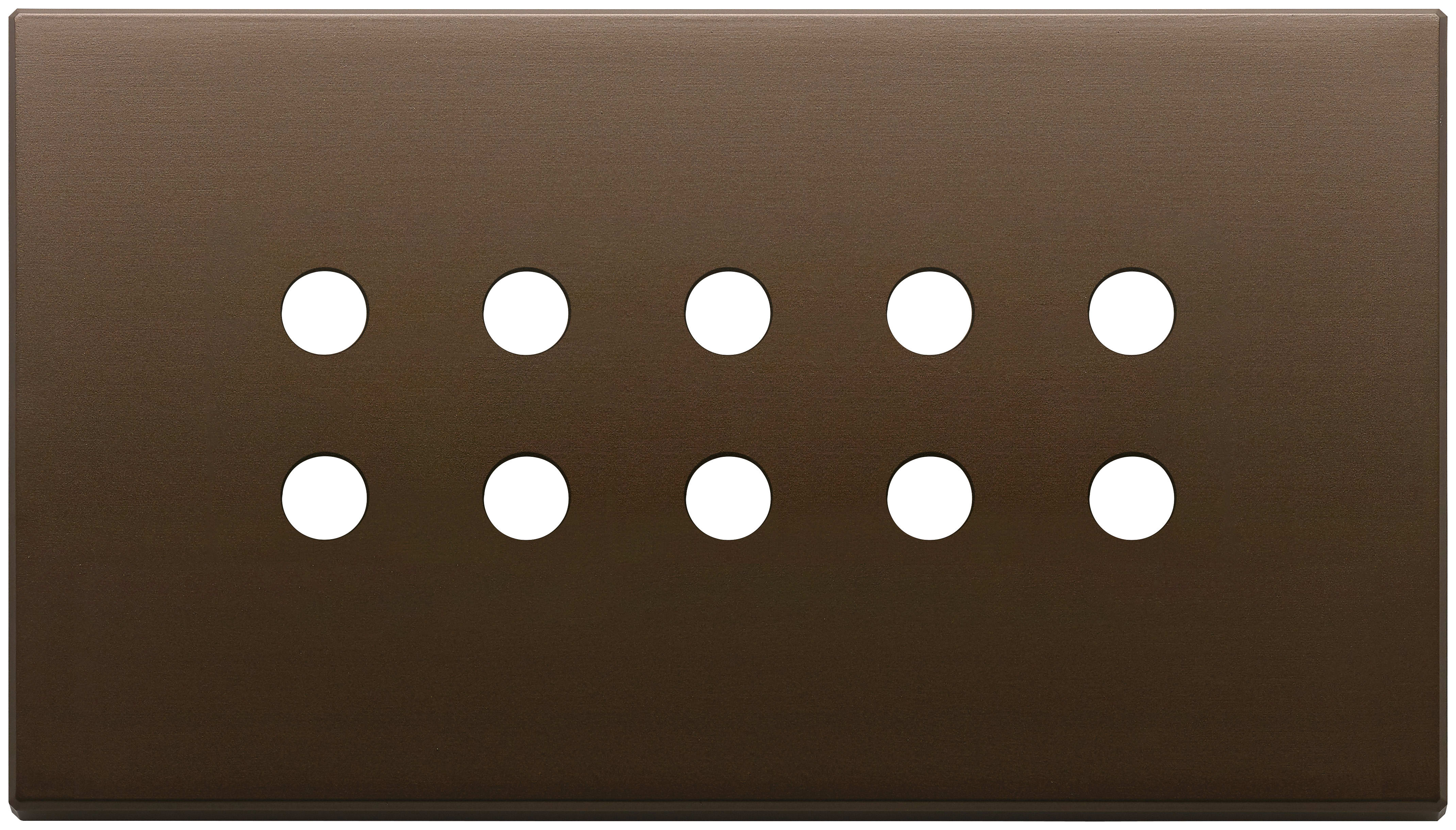 VIMAR - Placca 5 Moduli Bronzo Scuro Spazzolato Metallo Tondo 5Mx10 Sp 22699.RN.12