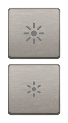 VIMAR - Due Tasti Flat Dimmer Nichel Intercambiabili Simboli Spazzolato 22751.3.11