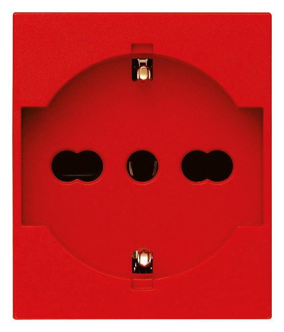 VIMAR - Presa Universale Rosso Sicury 2P+T 16A 250V~ Standard Italiano P40 - 2 Moduli 30210.R