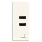 VIMAR - Alimentatore USB 15W 3A 5V Bianco per Dispositivi Elettronici con 2 Uscite Tipo C - Carica 2 Dispositivi Contemporaneamente