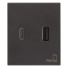 VIMAR - ALIMENTATORE USB A+C 15W 3A 5V 2M NERO 30295.ACG