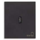 VIMAR - Alimentatore USB C 30W PD Nero - Per Notebook, Tablet, Smartphone, Fotocamere - Uscita USB Tipo C - Tecnologia Power Delivery - 120-240V - 2 Moduli 30298.G