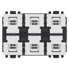 VIMAR - Comando domotico 6 pulsanti e attuatore per tapparella con orientamento lamelle, uscita a relè, LED RGB, 120-240 V, 50/60 Hz, 3 moduli.