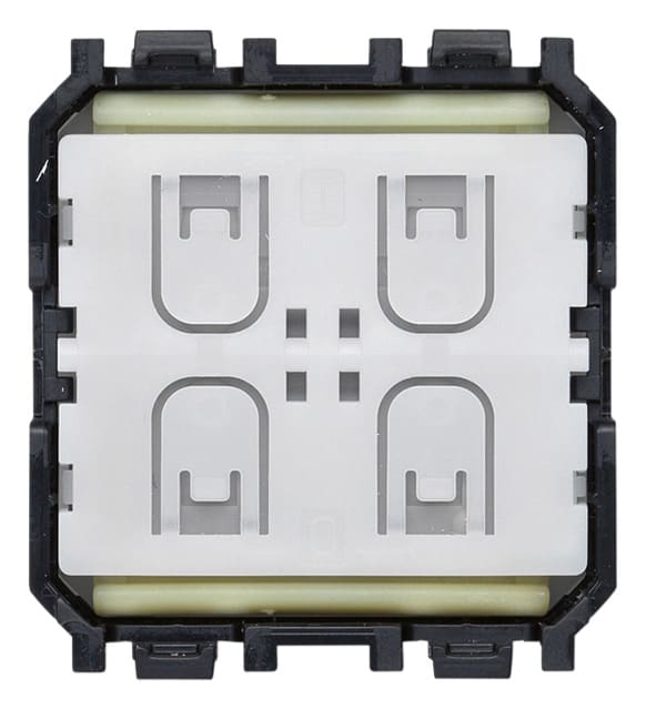 VIMAR - Comando Zigbee Friends of Hue, piatto a quattro pulsanti con trasmettitore 2.4 GHz, standard Zigbee Green Power, alimentazione energy harvesting.