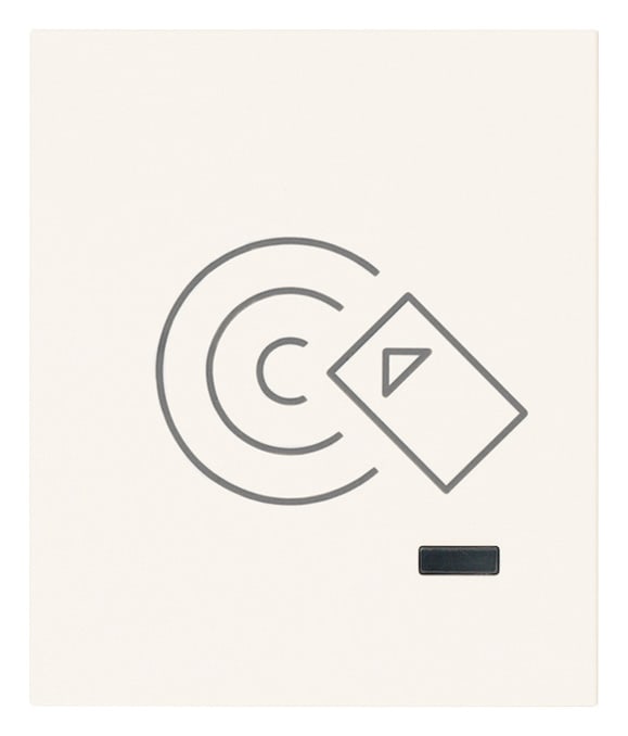 VIMAR - Fuoriporta RFID IoT bianco, lettore smart card, configurazione via app, Bluetooth 5.0, sistema mesh, 1 uscita relè, LED regolabile, 100-240 V.