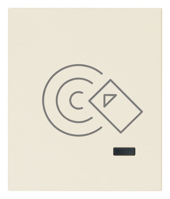 VIMAR - Fuoriporta RFID IoT in canapa, lettore smart card, configurazione via app, Bluetooth 5.0, sistema mesh, 1 uscita relè, LED regolabile, 100-240 V.