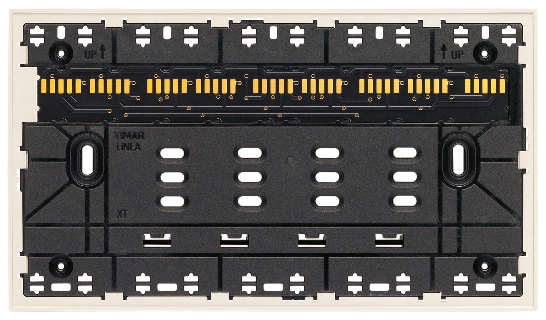 VIMAR - Supporto Elettrificato 4 Moduli Incasso Linea Piattaforma Xt con Viti per Scatole 4 Moduli Canapa