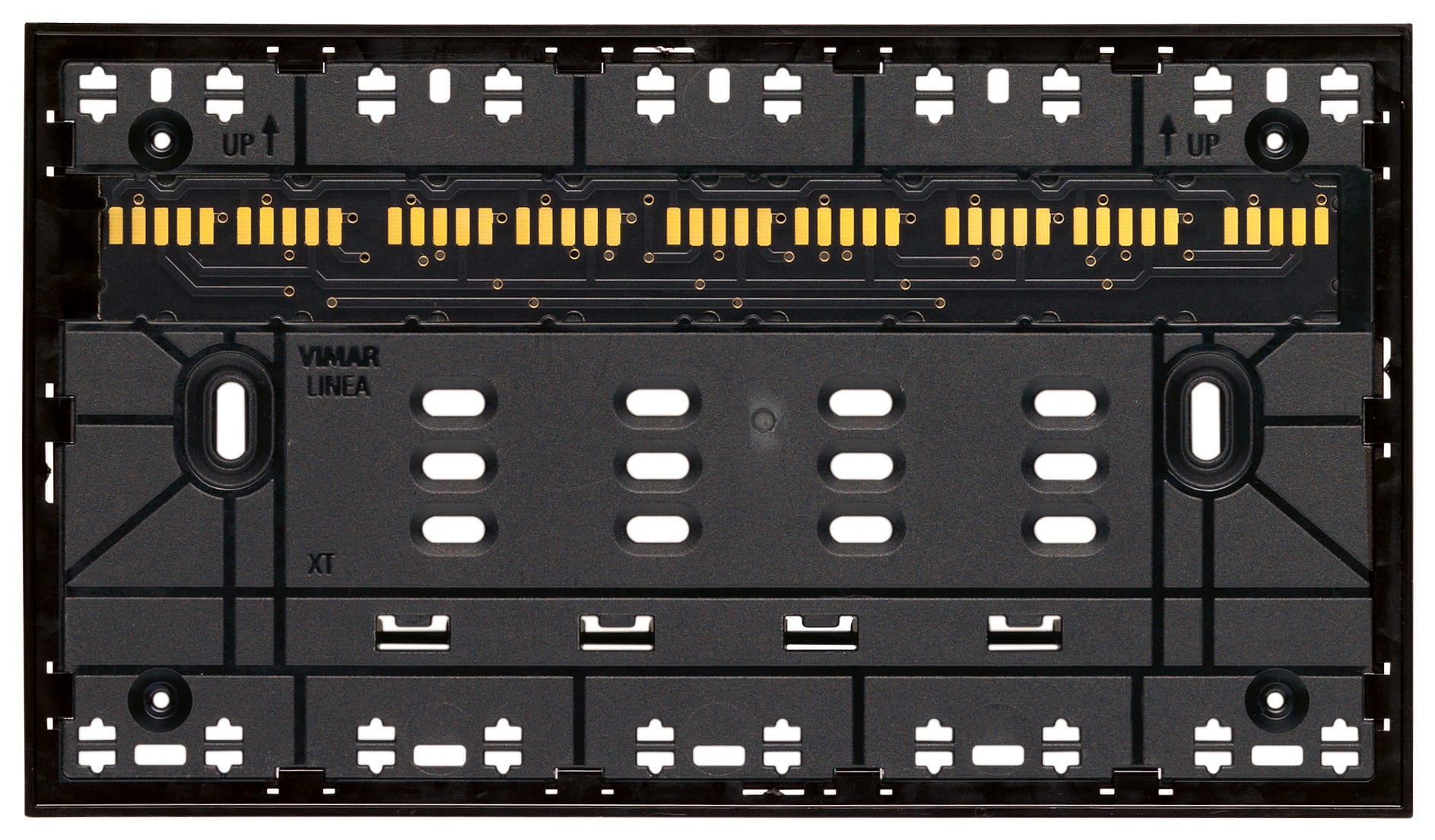 VIMAR - Supporto Elettrificato 4 Moduli Incasso Linea Piattaforma Xt con Viti per Scatole 4 Moduli - Nero 32604.G