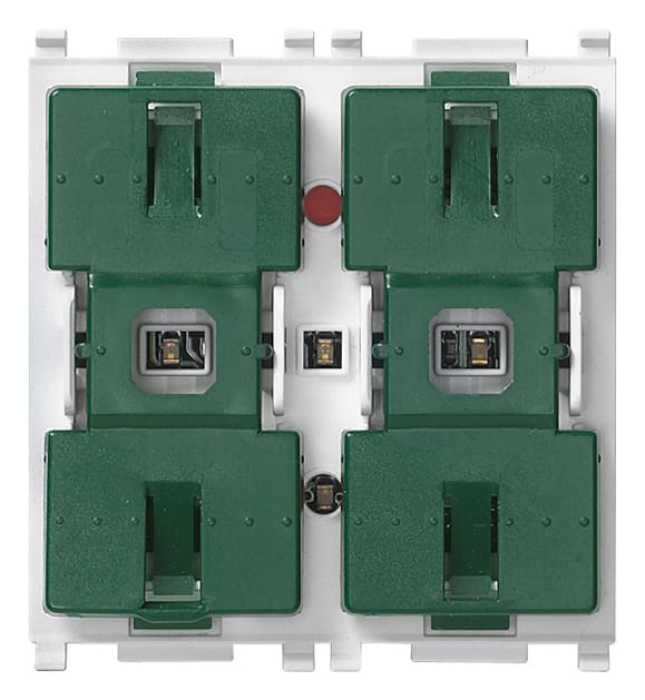 VIMAR - Due pulsanti basculanti e attuatore per tapparella con orientamento lamelle, uscita a relè per motore 0,6 2 A 120-230 V~, tasti intercambiabili.