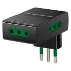 VIMAR - Adattatore multiplo salvaspazio nero SICURY 250 V max 1500 W spina 2P+T 10 A tipo S11 tre prese 2P+T 10 A tipo P11.