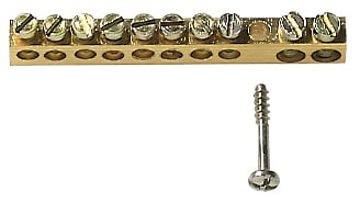 VIMAR - Morsettiera Ottone 10 Fori - Ottone Con 2 Fori Ø 6 Mm + 8 Fori Ø 4 Mm, Vite Di Fissaggio