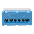 VIMAR - Morsettiera a vite removibile 6 fori per centralino estetico, connessione cavi 1,5mm2-16mm2, installazione ad innesto rapido, blu. V53552