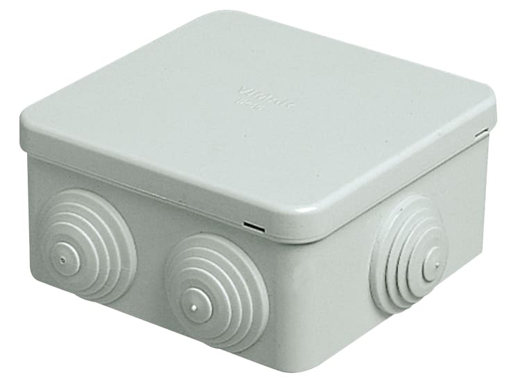 VIMAR - Scatola Derivazione Parete IP44 80x80x40mm Grigio RAL 7035 con Passacavi e Coperchio a Scatto