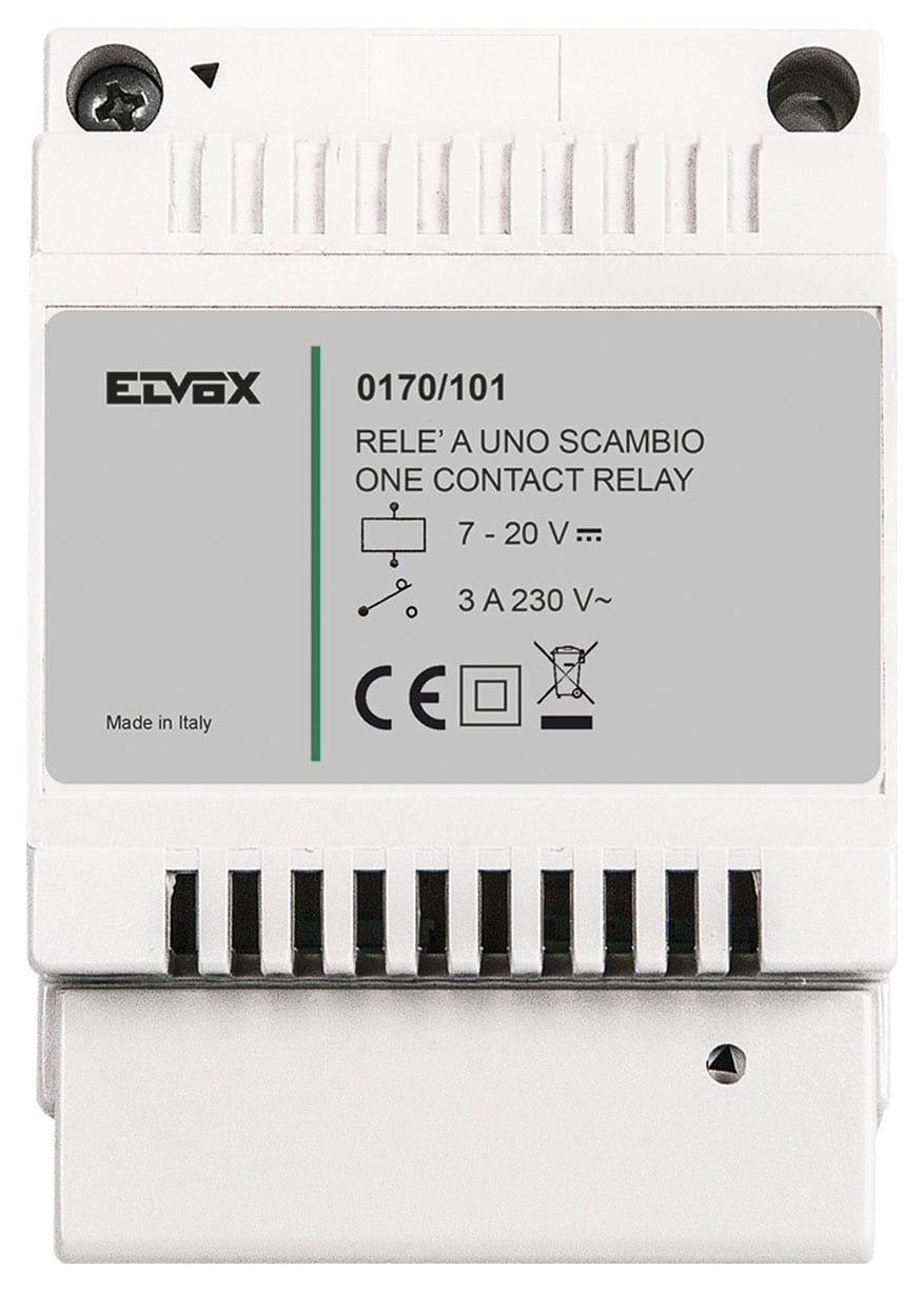 VIMAR - Relè per ripetizione chiamata, 3 A 230 V, per citofoni, alimentazione 12 V, installazione guida DIN, 4 moduli 17,5 mm.