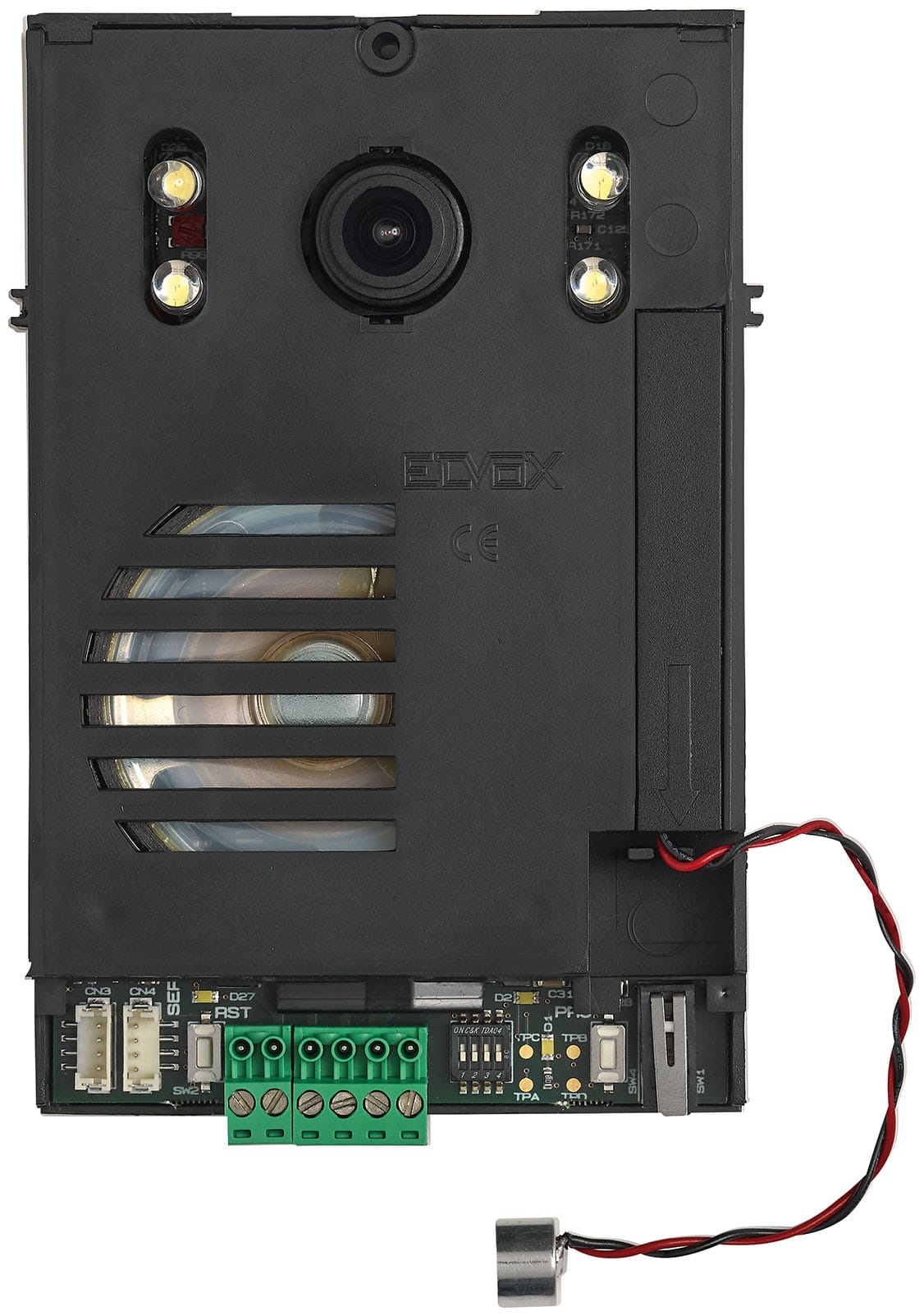 VIMAR - Unità Elettronica Due Fili Plus con Obiettivo Fisso Grandangolare 100°/82°, Pulsante Incorporato per Impianti Due Fili con Placche 40151 e 40152