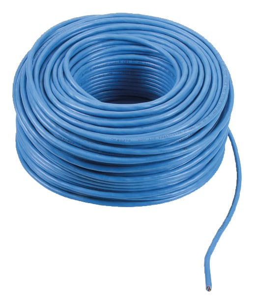 VIMAR - Cavo 2F+ 2x1 mm2 per posa interna, conduttori twistati, guaina PVC, Classe Eca, temperatura -25/+70 °C, matassa 100 m, blu, U0=400 V.