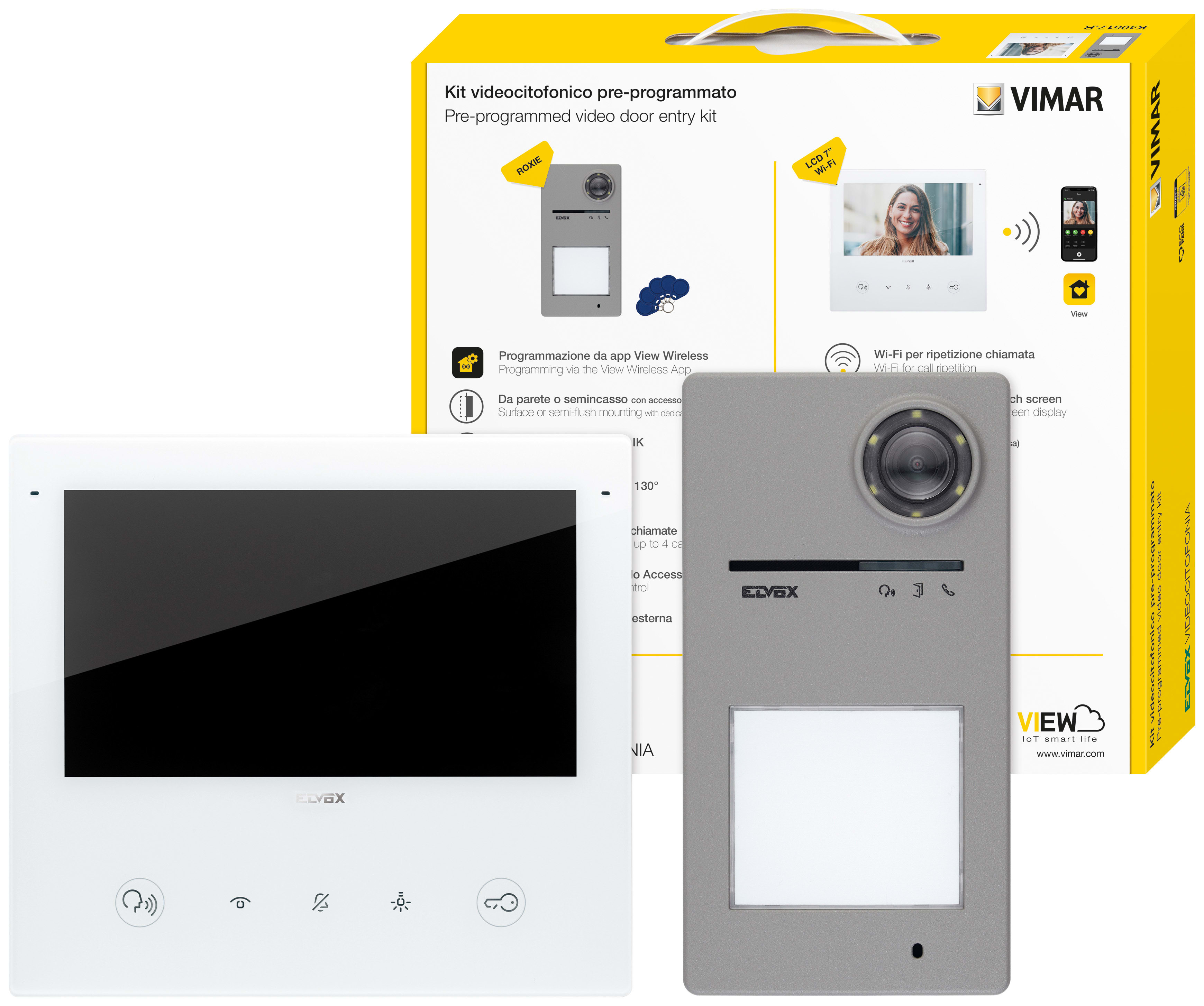 VIMAR - Kit Videocitofonico Due Fili Plus Espandibile A Colori con Wi-Fi Integrato e Controllo Accessi