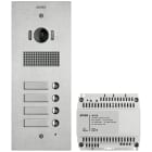 VIMAR - Kit Steely 2F+ A/V 4 pulsanti acciaio inox, espandibile Due Fili Plus con placca 2 moduli, unità audio/video 13F5.B, scatola incasso, alimentatore.