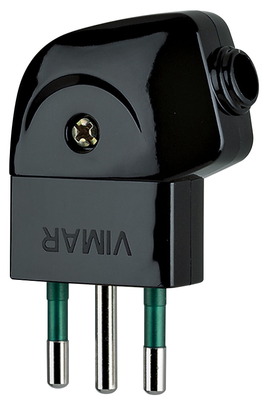 VIMAR - Spina 2P+T 10A S11 90° Nero - Squadra Profilo Sicury 2P+T 10A 250V~ Uscita Cavo 90°