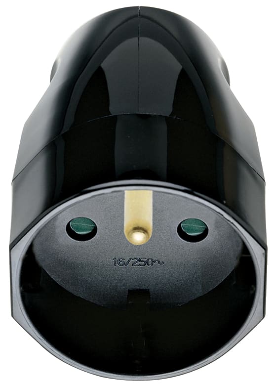 VIMAR - Presa Mobile Sicury 2P+T 16A Nero - Standard Francese, Uscita Cavo Assiale